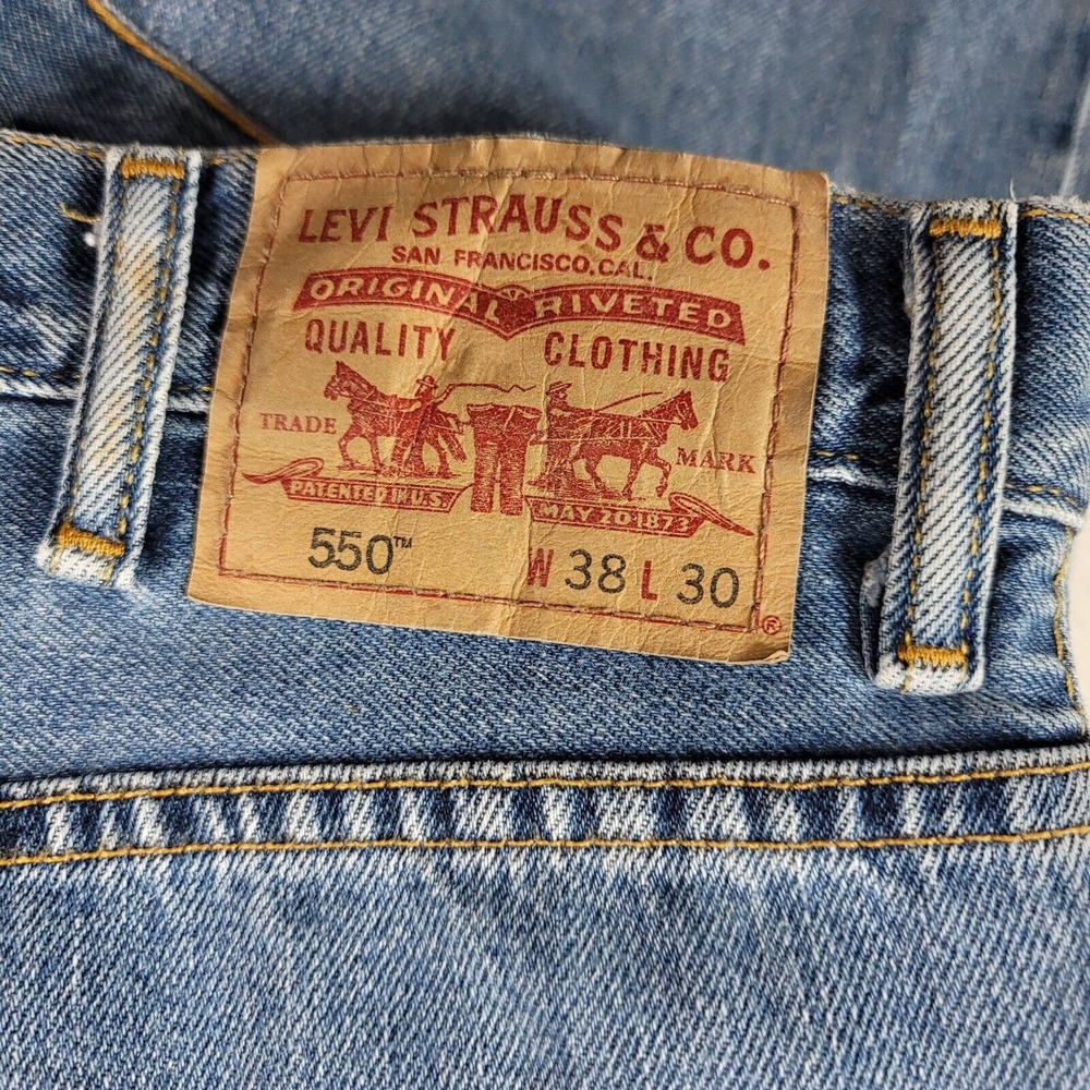 Levis 505 Jeans Mens 36x29 Blue Light Wash American Denim Straight Work - Picture 6 of 12